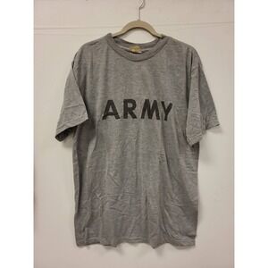 Army Physical Fitness Uniform T-Shirt Large Gray Polyester Military PT Tee